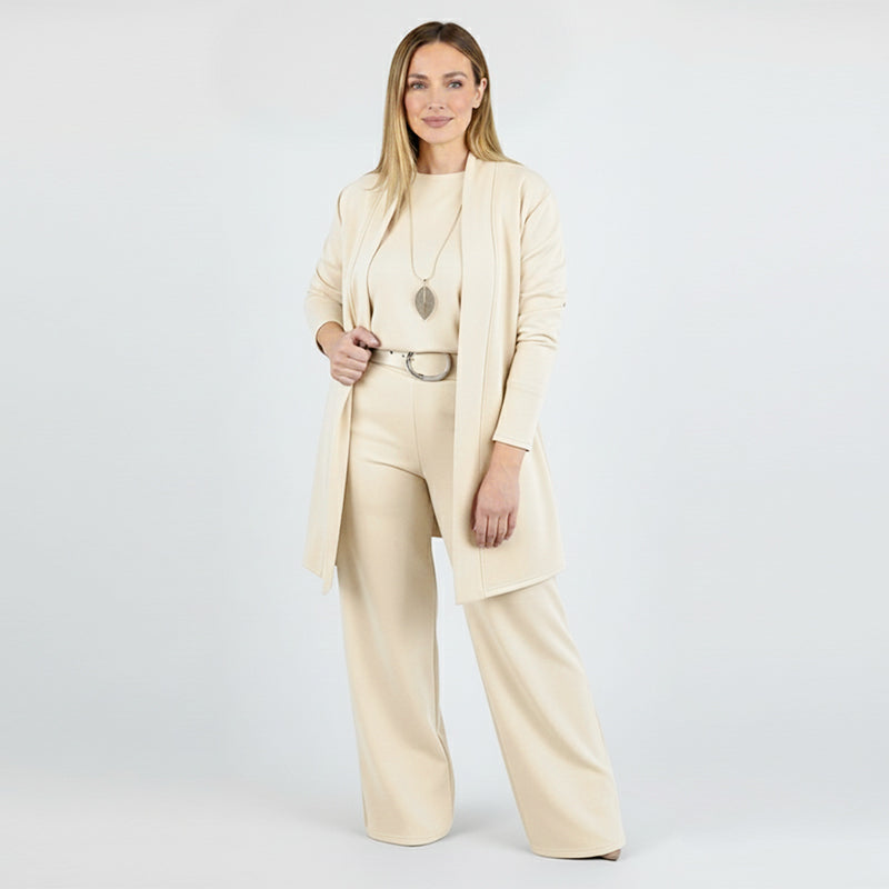 Ensemble 3 pièces élégant comprenant un cardigan long, un haut et un pantalon🔥LIVRAISON GRATUITE