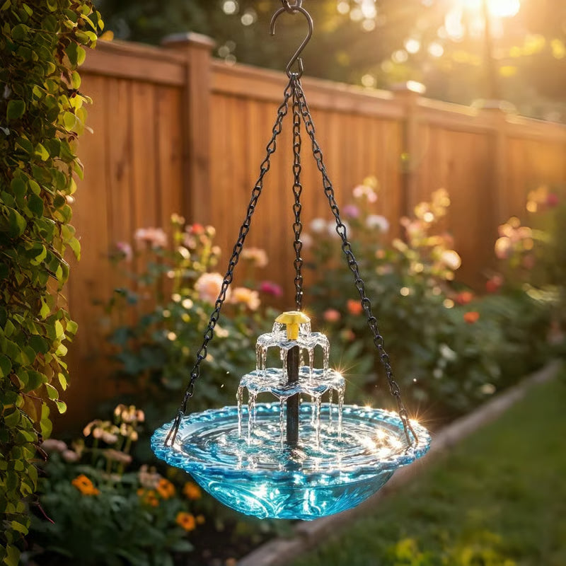 🔥💐 SOLDES DE PRINTEMPS - 50 % DE RÉDUCTION ⚡ PLUS DE 50 000 VENDUS ! 🐦 Baignoire à oiseaux suspendue solaire – Fontaine ou distributeur de nourriture pour oiseaux
