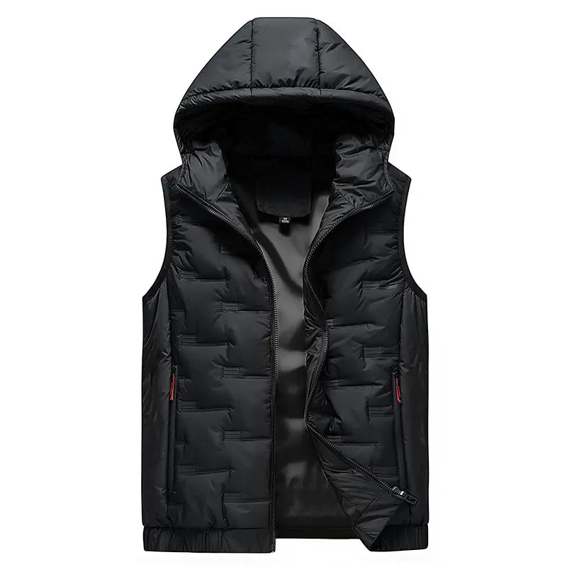 🍂 Confort et superposition faciles | Gilet isolant à capuche et fermeture éclair sur le devant pour homme