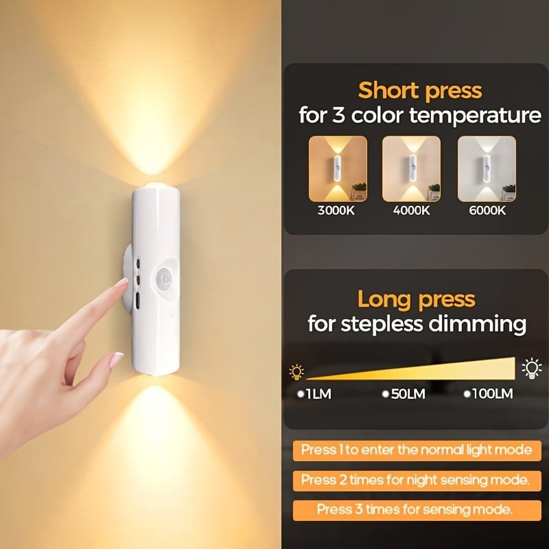 💎 ACHETEZ 3, OFFERT 1 ! 💎 Lampe d’Ambiance LED Rechargeable avec Capteur de Mouvement – Détection Intelligente, Éclairage RVB & Installation Magnétique