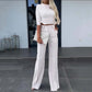 👚 50% DE RÉDUCTION ! 🎉 Ensemble Femme Top Court & Pantalon Large – Élégant, Confortable & Tendance 👖📦