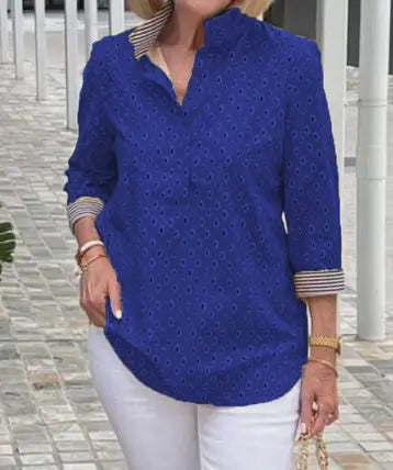 🌈【🔥Best Sellers】 Chemise à manches 3/4 avec col montant imprimé
