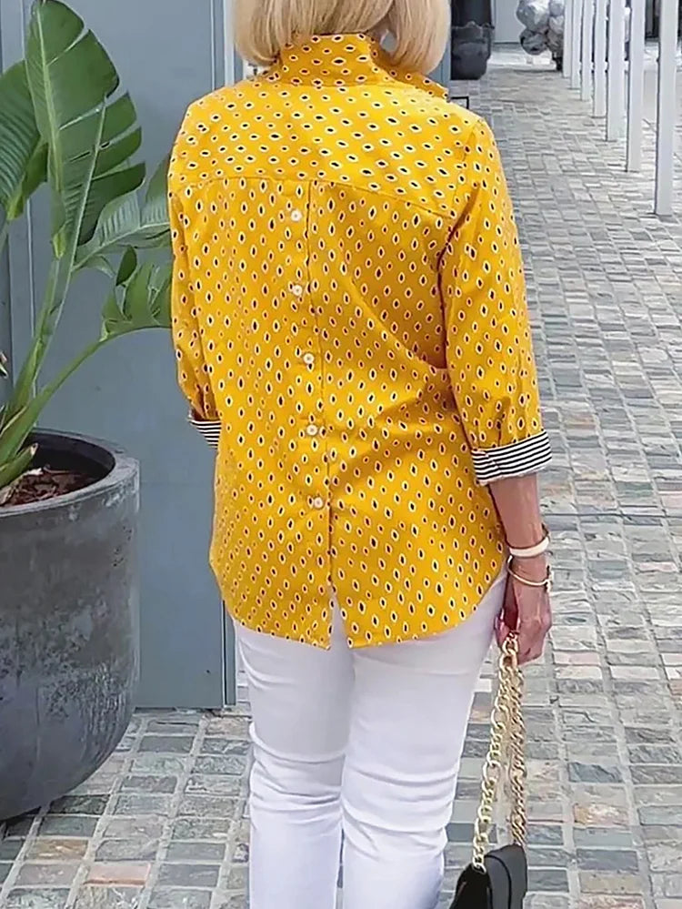 🌈【🔥Best Sellers】 Chemise à manches 3/4 avec col montant imprimé