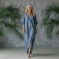 Robe longue décontractée à col en V pour femme