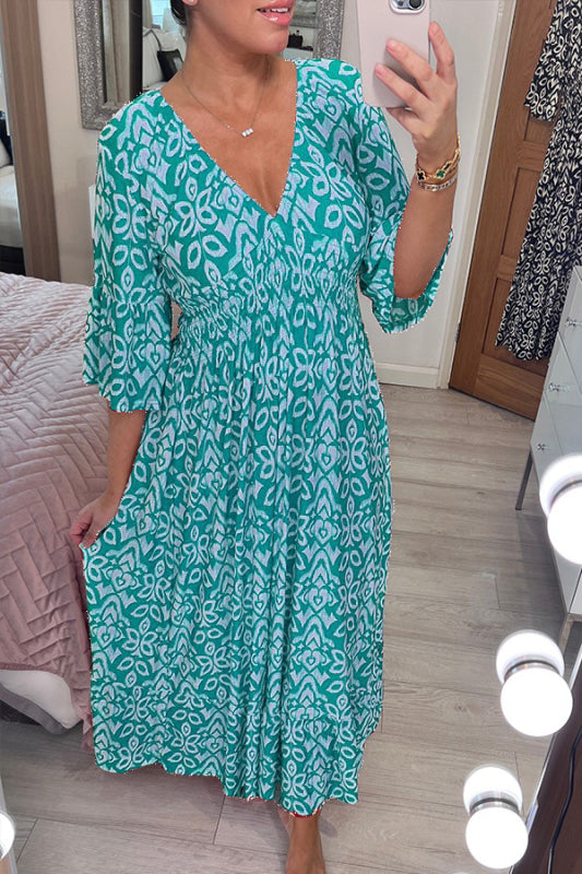 🔥DERNIER JOUR 50% DE RÉDUCTION🔥Robe à fleurs à col en V