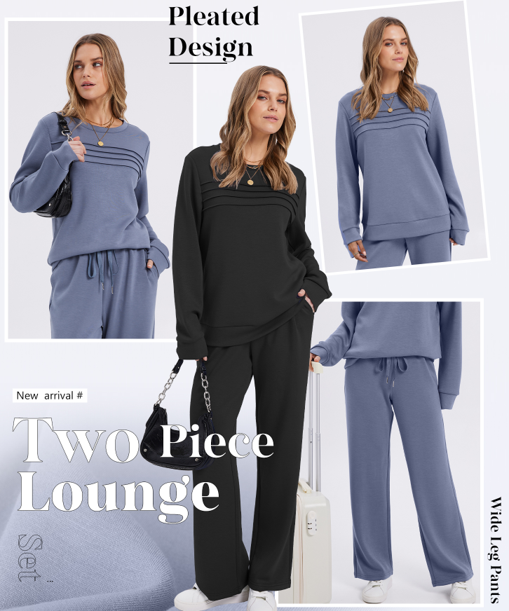 📢📢 50 % de réduction !! ⏰ Ensemble Femme Confort – Haut ras du cou + pantalon à cordon ajustable 👕👖 | Doux, respirant & ultra-polyvalent ✨