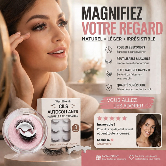 💧👀 Cils magnétiques waterproof – Adhésion instantanée sans colle, résistent à l’eau et à la transpiration, pour un regard sublime du matin au soir ☀️🌙