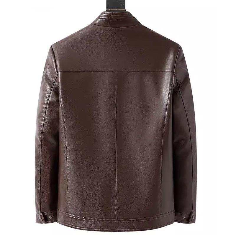 🔥 DERNIER JOUR – 50% DE RÉDUCTION ! Veste Cuir Homme Doublure Peluche – Chaleur Hivernale, Coutures Main & Col Montant