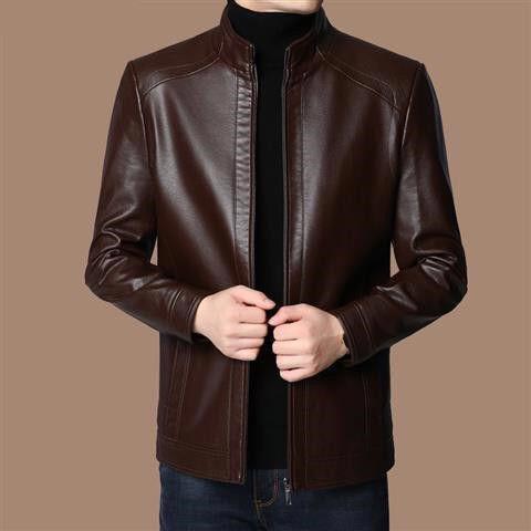 🔥 DERNIER JOUR – 50% DE RÉDUCTION ! Veste Cuir Homme Doublure Peluche – Chaleur Hivernale, Coutures Main & Col Montant