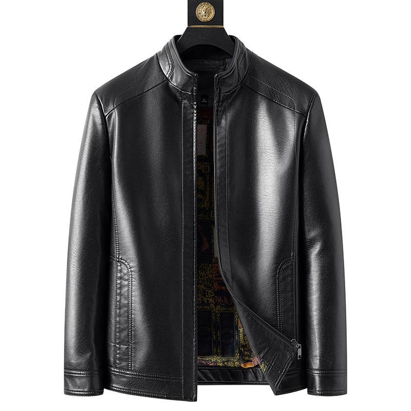 🔥 DERNIER JOUR – 50% DE RÉDUCTION ! Veste Cuir Homme Doublure Peluche – Chaleur Hivernale, Coutures Main & Col Montant