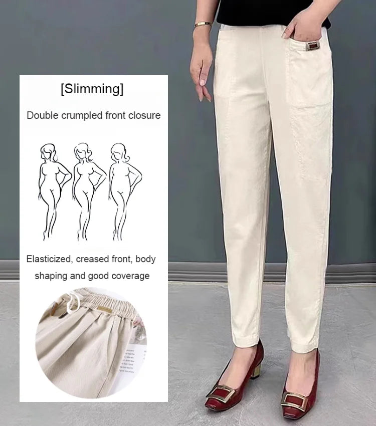 🔥Pour une durée limitée, 50 % de réduction🔥Pantalon en coton à taille élastique pour femme