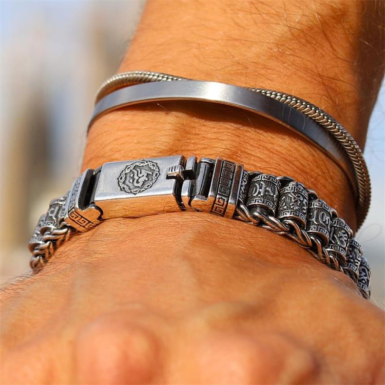 💎 50% DE RÉDUCTION ! 💎 Bracelet Roue de Prière Tibétaine – Argent 925, Porte-Bonheur & Cadeau Saint-Valentin