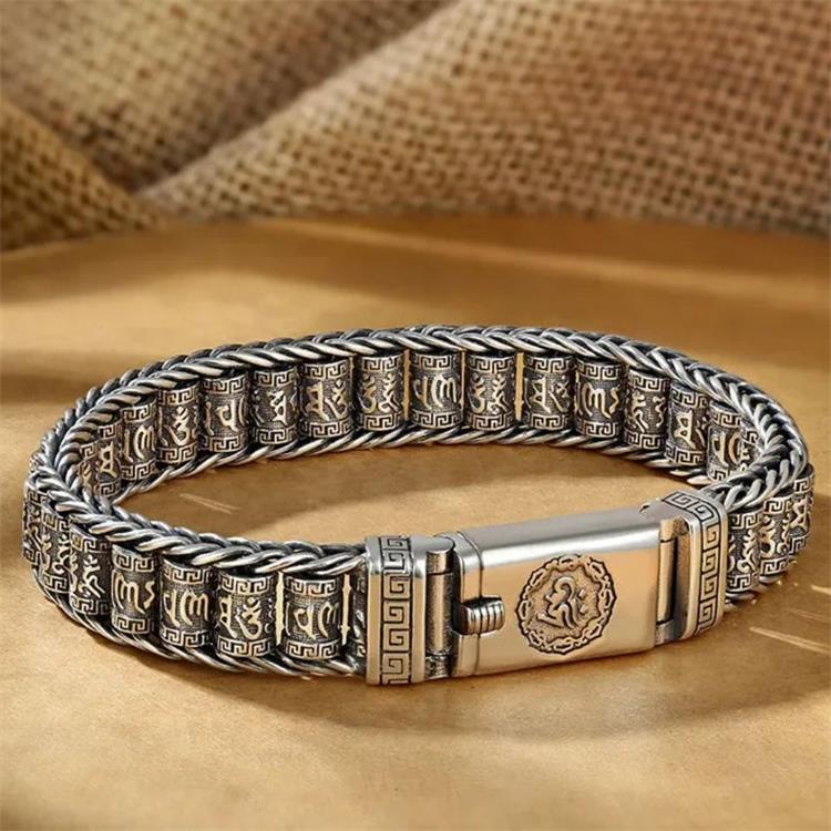 💎 50% DE RÉDUCTION ! 💎 Bracelet Roue de Prière Tibétaine – Argent 925, Porte-Bonheur & Cadeau Saint-Valentin