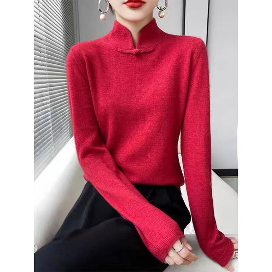 Pull tricoté à demi-col roulé avec boucle rétro, hiver💖Achetez-en 2 livraison gratuite🥰