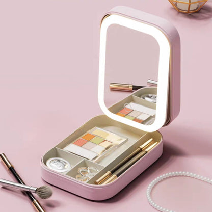 Boîte de rangement pour maquillage intégrée avec miroir lumineux