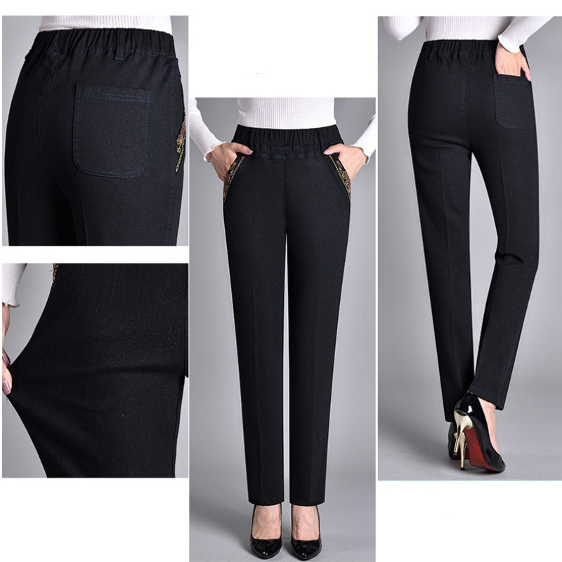 Jeans à poches latérales et taille élastiquée pour femmes🥰Promotion Fête des Mères -50% OFF
