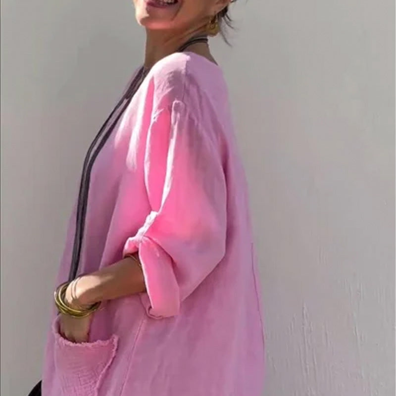 Robe Longue en Patchwork de Coton et de Lin