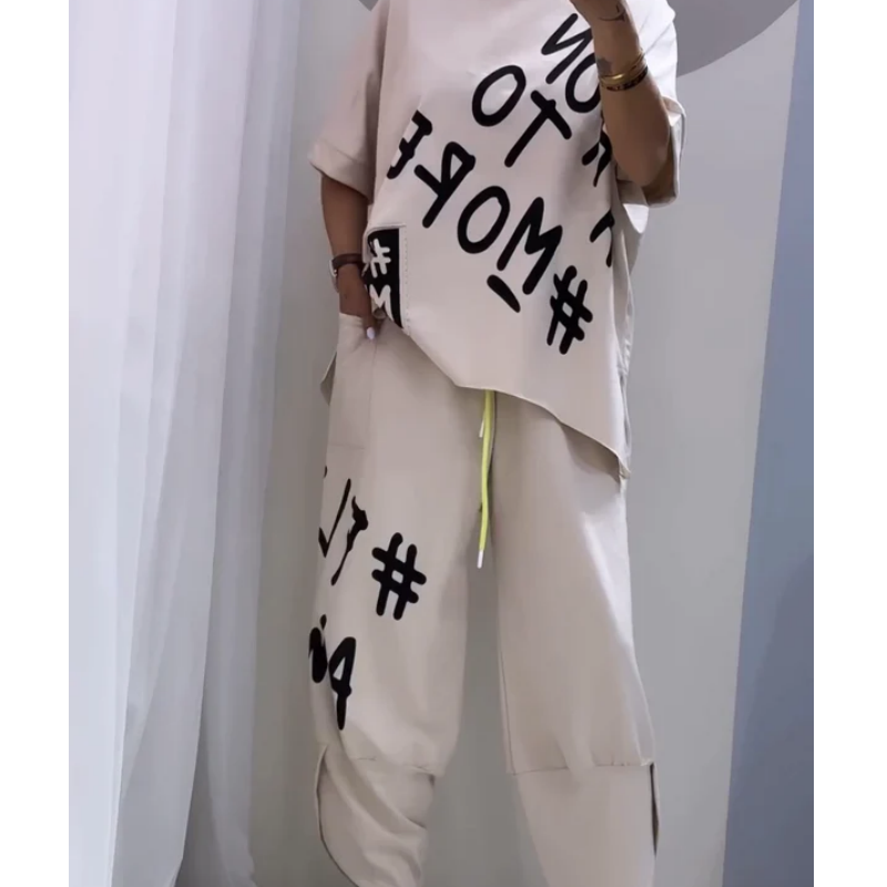 T-shirt et pantalon à deux pièces pour femmes décontractées