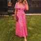 💋 👩Robe florale rétro à col en V pour femmes