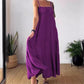 Robe à bretelles spaghetti plissée et respirante de couleur unie