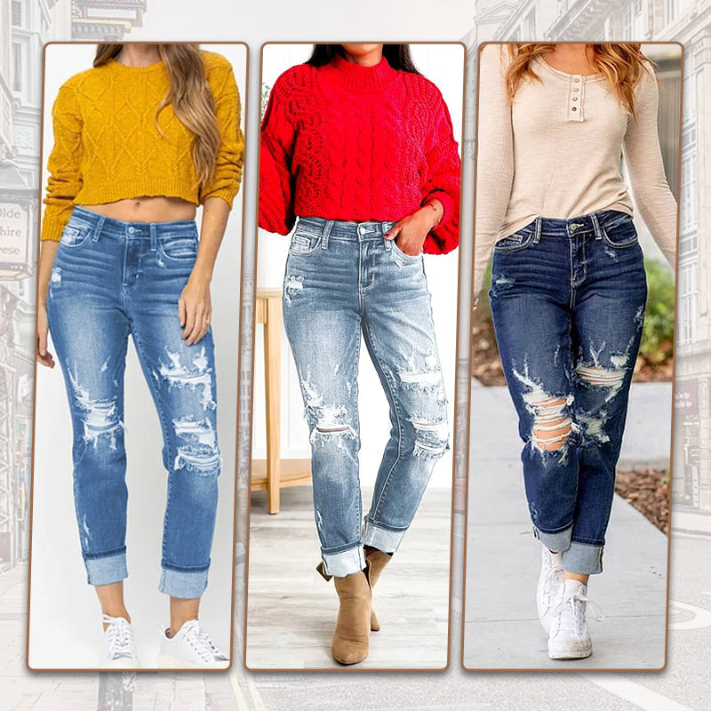 ⏳Réduction limitée de 50%🎁Jean à revers effet amincissant pour femme