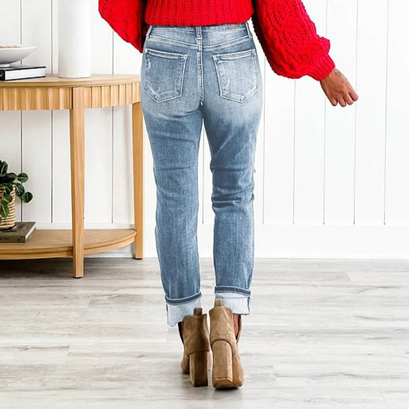 ⏳Réduction limitée de 50%🎁Jean à revers effet amincissant pour femme
