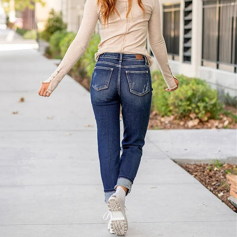 ⏳Réduction limitée de 50%🎁Jean à revers effet amincissant pour femme