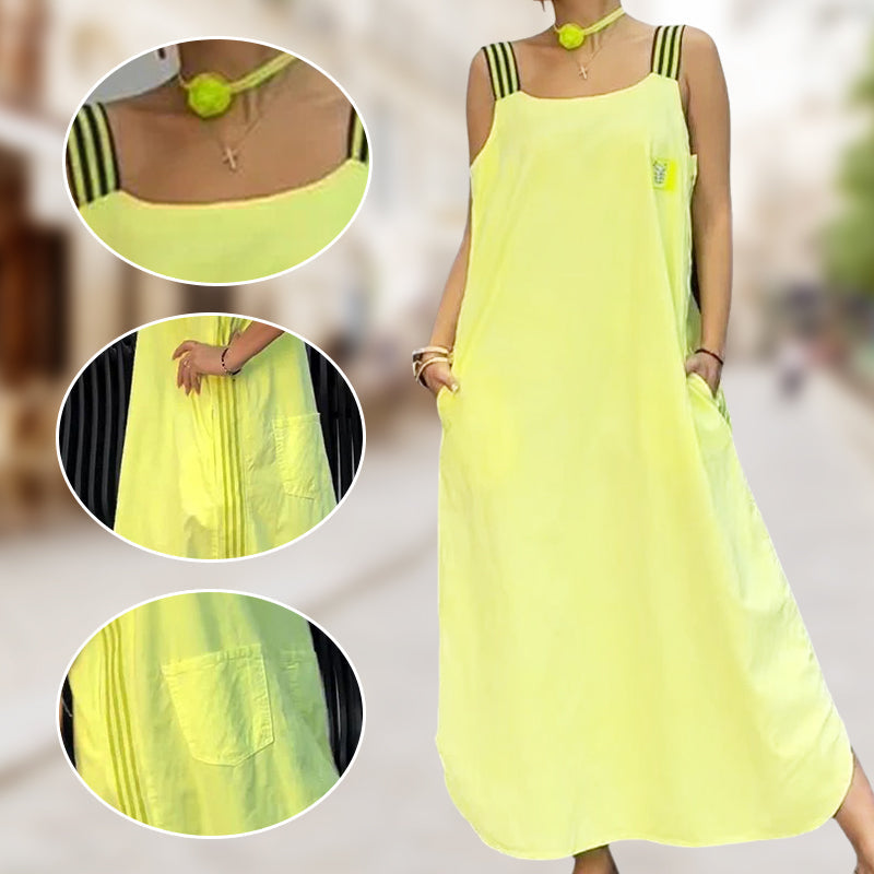 Robe Longue à Bretelles Large avec Poches