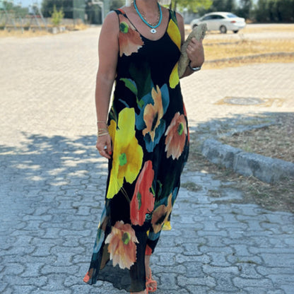 Elégante robe florale douce sans manches