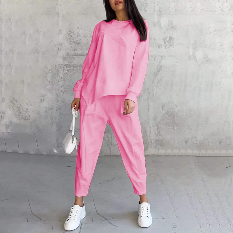 💕Ensemble sweat-shirt à manches longues et pantalon à ourlet irrégulier pour femme