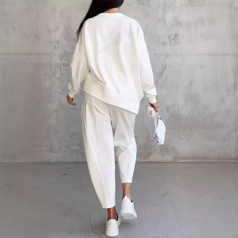 💕Ensemble sweat-shirt à manches longues et pantalon à ourlet irrégulier pour femme