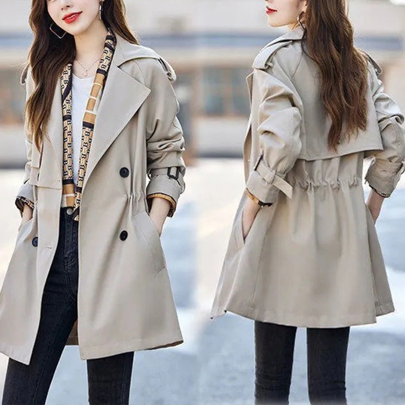🔥 49% OFF !!🔥Trench-coat mi-long amincissant à revers pour femmes💝ACHETEZ 2- LIVRAISON GRATUITE