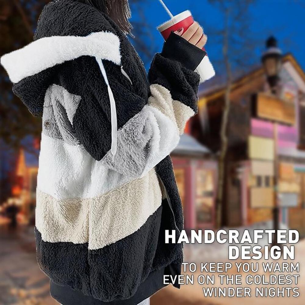 🔥2026 Nouvelle veste ample en peluche avec capuche pour l'automne et l'hiver