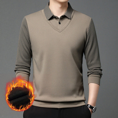 🔥49% DE RÉDUCTION ! 🍂 Chemise à Col Rayé 2 Pièces - Style Automne/Hiver en Coton Respirant et Confortable 👔📦