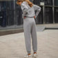 💃Unlock Style & Comfort- Top à revers avec demi-fermeture à glissière et jogging assorti