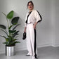 🍂Soldes d'automne 50 % DE RÉDUCTION💕Ensemble 2 pièces pour femme : haut à revers zippé et pantalon