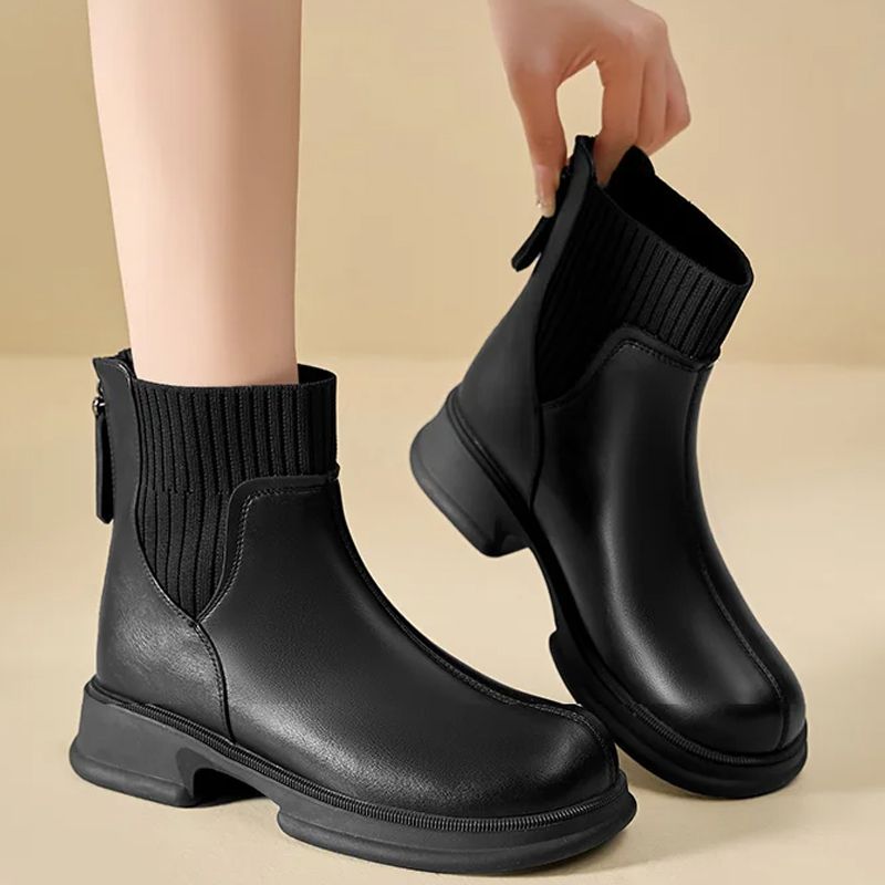 Bottines Chaussette à Talons Bas Polyvalentes pour Femme