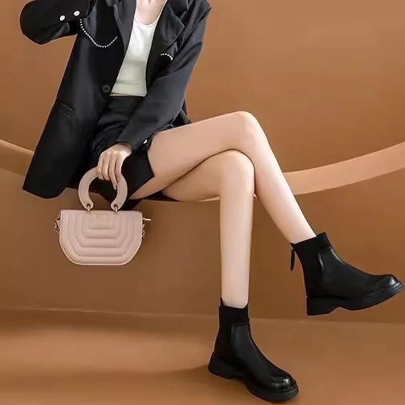 Bottines Chaussette à Talons Bas Polyvalentes pour Femme