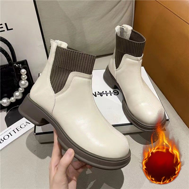 Bottines Chaussette à Talons Bas Polyvalentes pour Femme