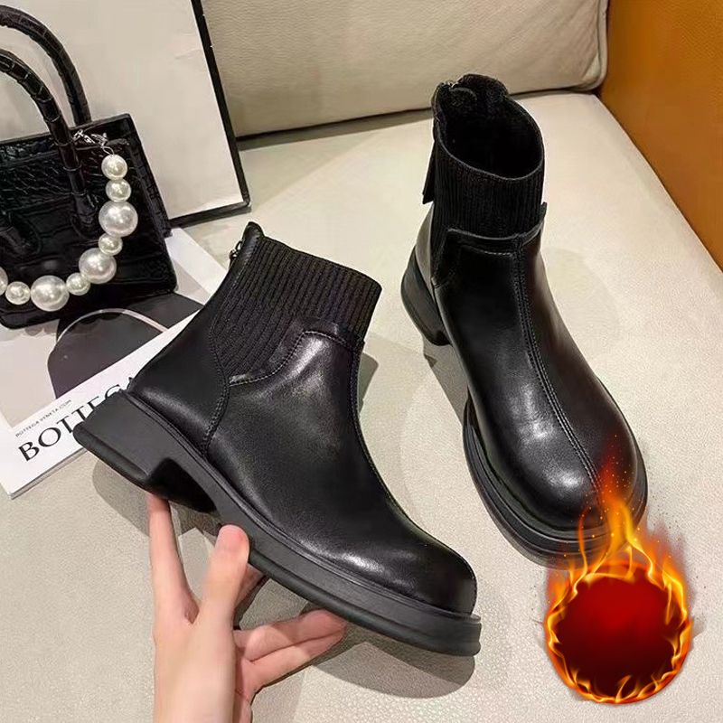 Bottines Chaussette à Talons Bas Polyvalentes pour Femme