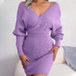 Robe Mini Tricotée Sexy avec Manches Longues Chauve-Souris