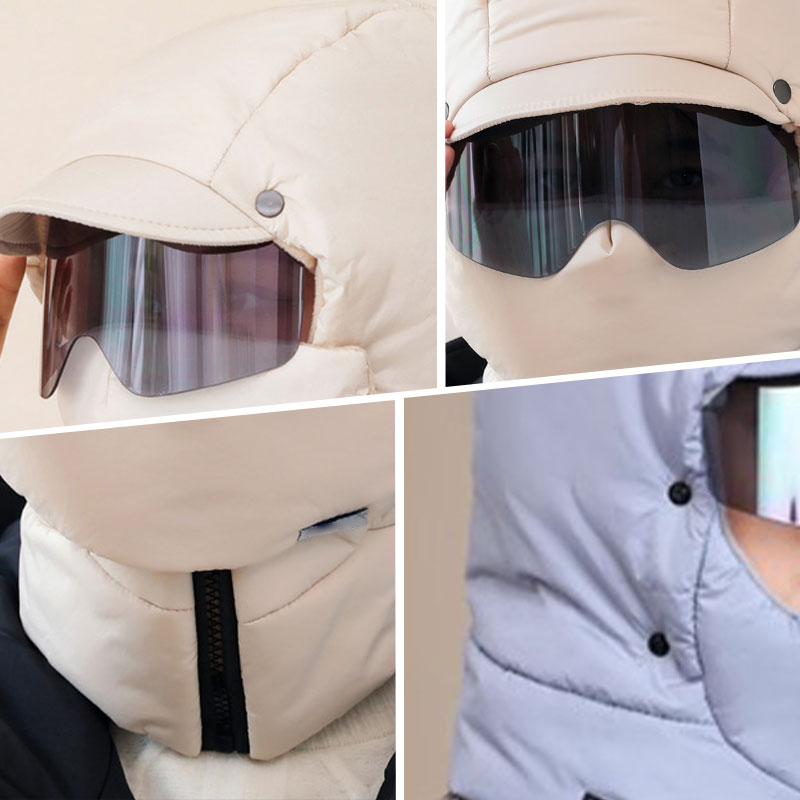 ☃️HOT - 50% de réduction ☃️Windproof - Masque d'équitation d'extérieur avec lunettes 4 en 1 - Chapeau de ciel