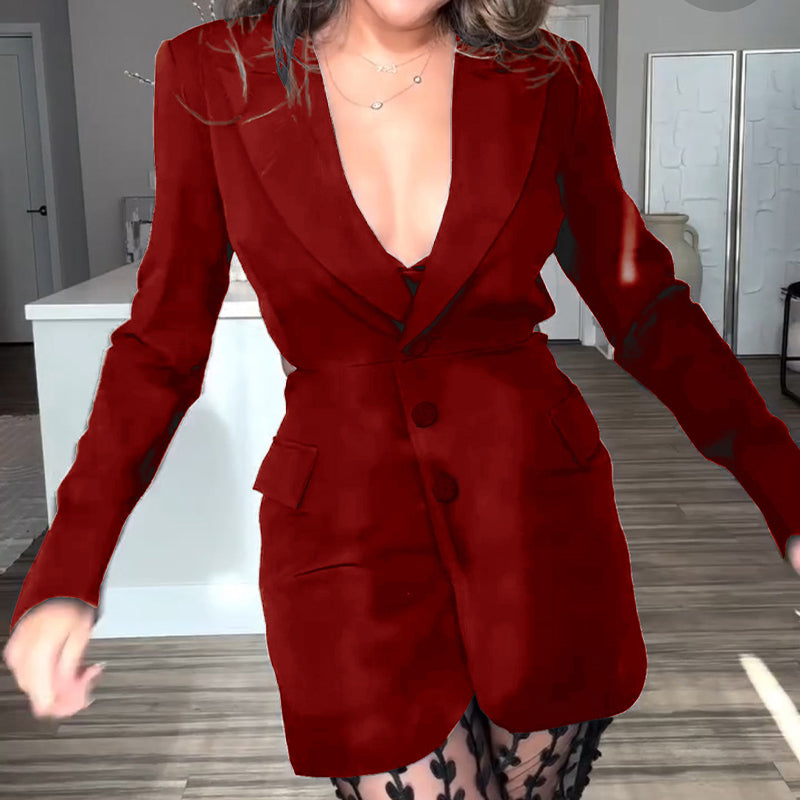 Ensemble 2 pièces pour femme (peut être acheté séparément) Achat : Blazer + Pantalon en maille transparente