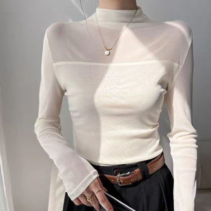 Top en maille à col montant pour femme