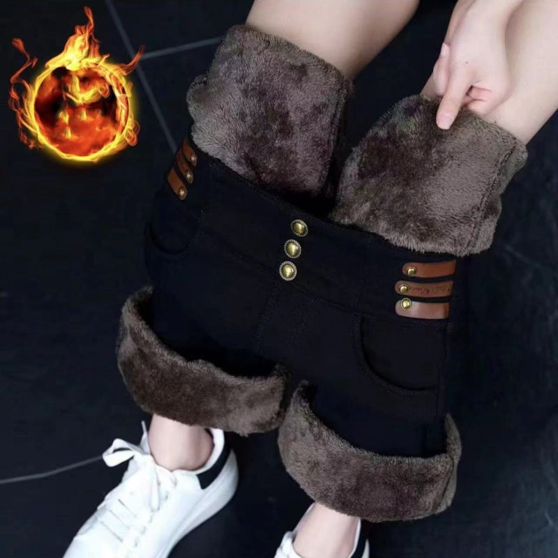 🔥Pantalon évasé femme taille haute et doublure peluche🔥