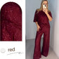 💥Nouvelle arrivée 2025 - Pré-vente💖Haut à manches longues à sequins pour femmes et pantalon large ✨