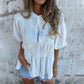 💖Vente chaude du Nouvel An💖Chemise boutonnée plissée décontractée à col rond pour femme