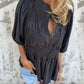 💖Vente chaude du Nouvel An💖Chemise boutonnée plissée décontractée à col rond pour femme