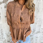 💖Vente chaude du Nouvel An💖Chemise boutonnée plissée décontractée à col rond pour femme