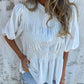 💖Vente chaude du Nouvel An💖Chemise boutonnée plissée décontractée à col rond pour femme